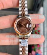 Swiss Copy Rolex Datejust Ladies Watch 28mm Two Tone Brown Dial